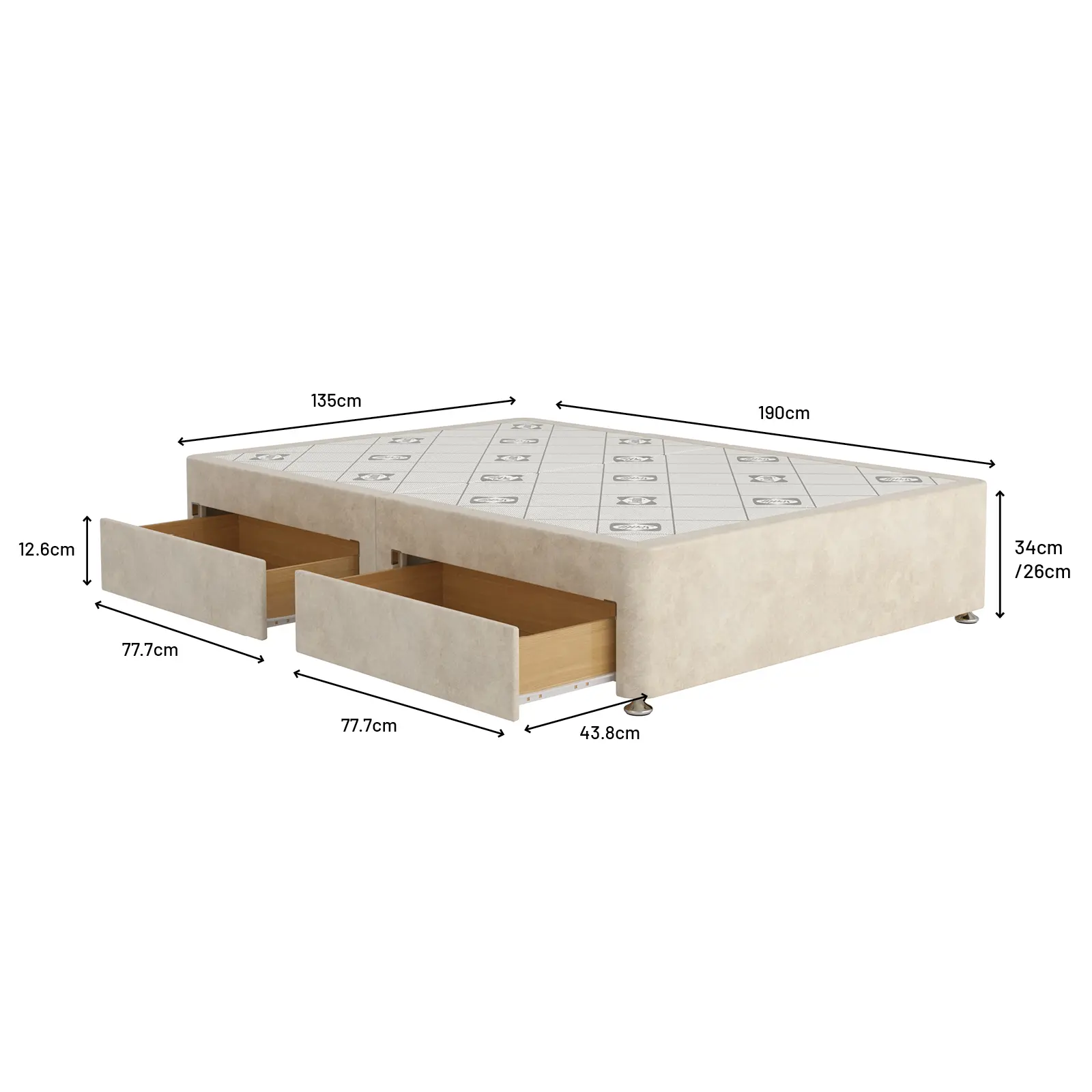 SL 2817 Divan Dimensions D-4Drw-1600x1600