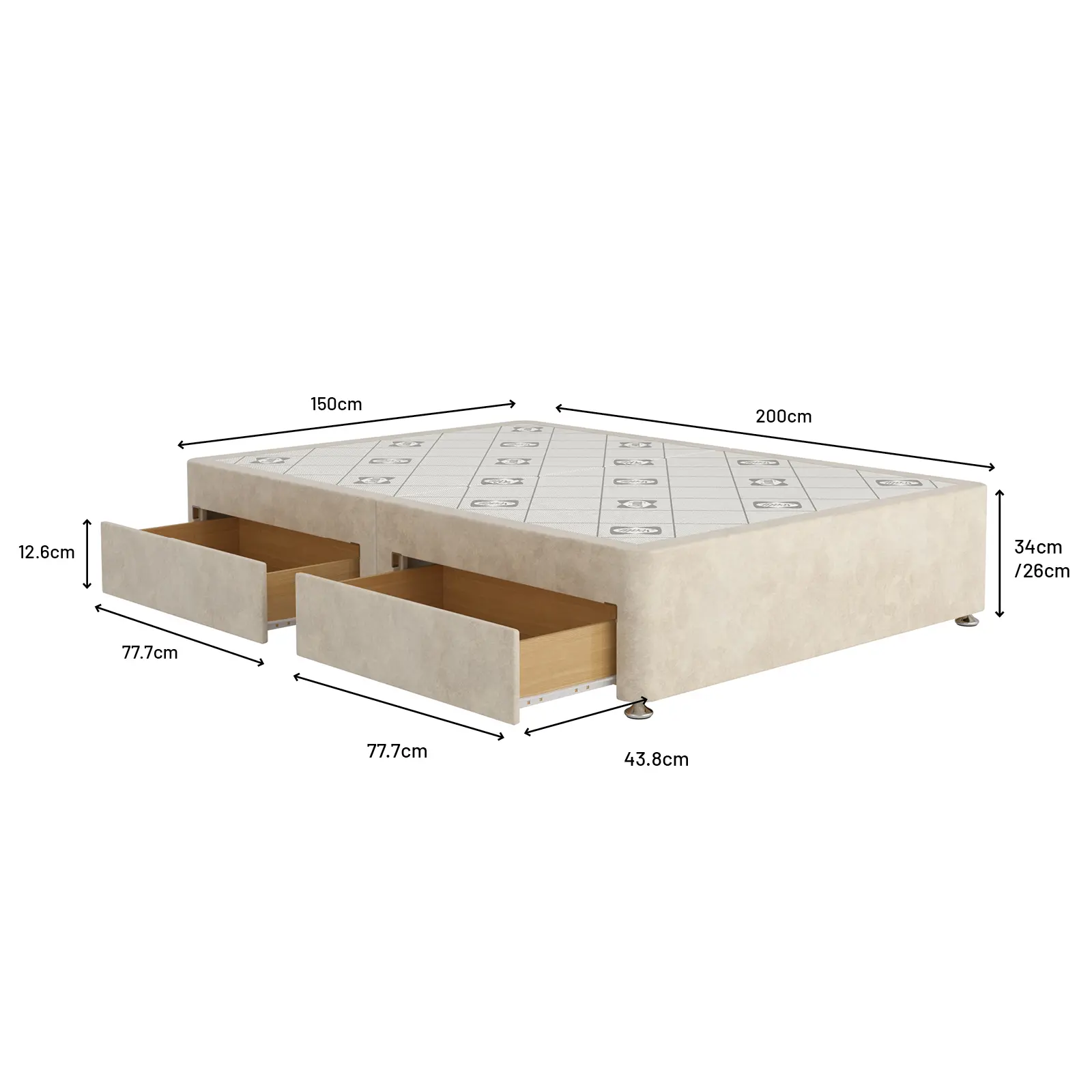 SL 2817 Divan Dimensions K-4Drw-1600x1600
