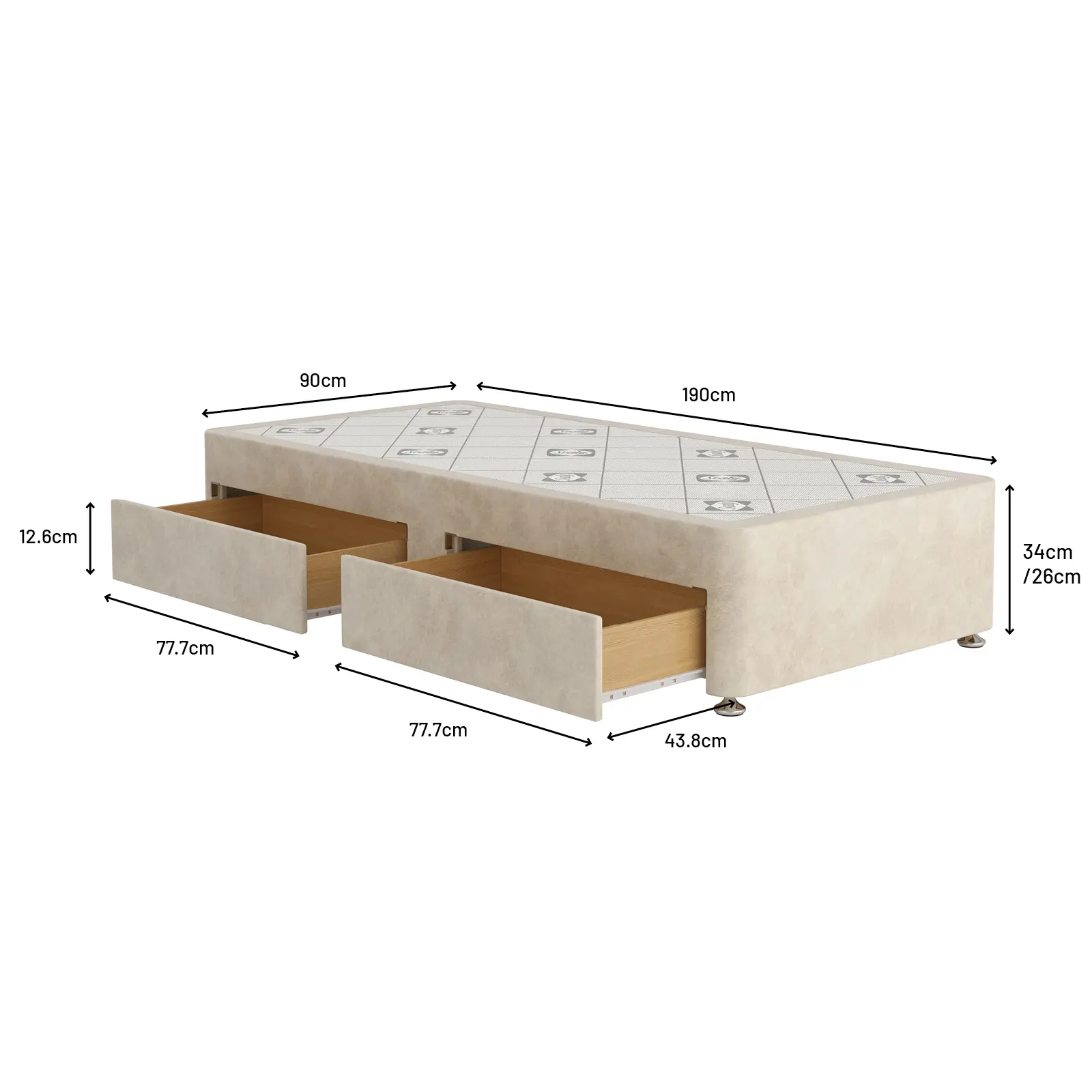 SL 2817 Divan Dimensions S-2Drw-1600x1600