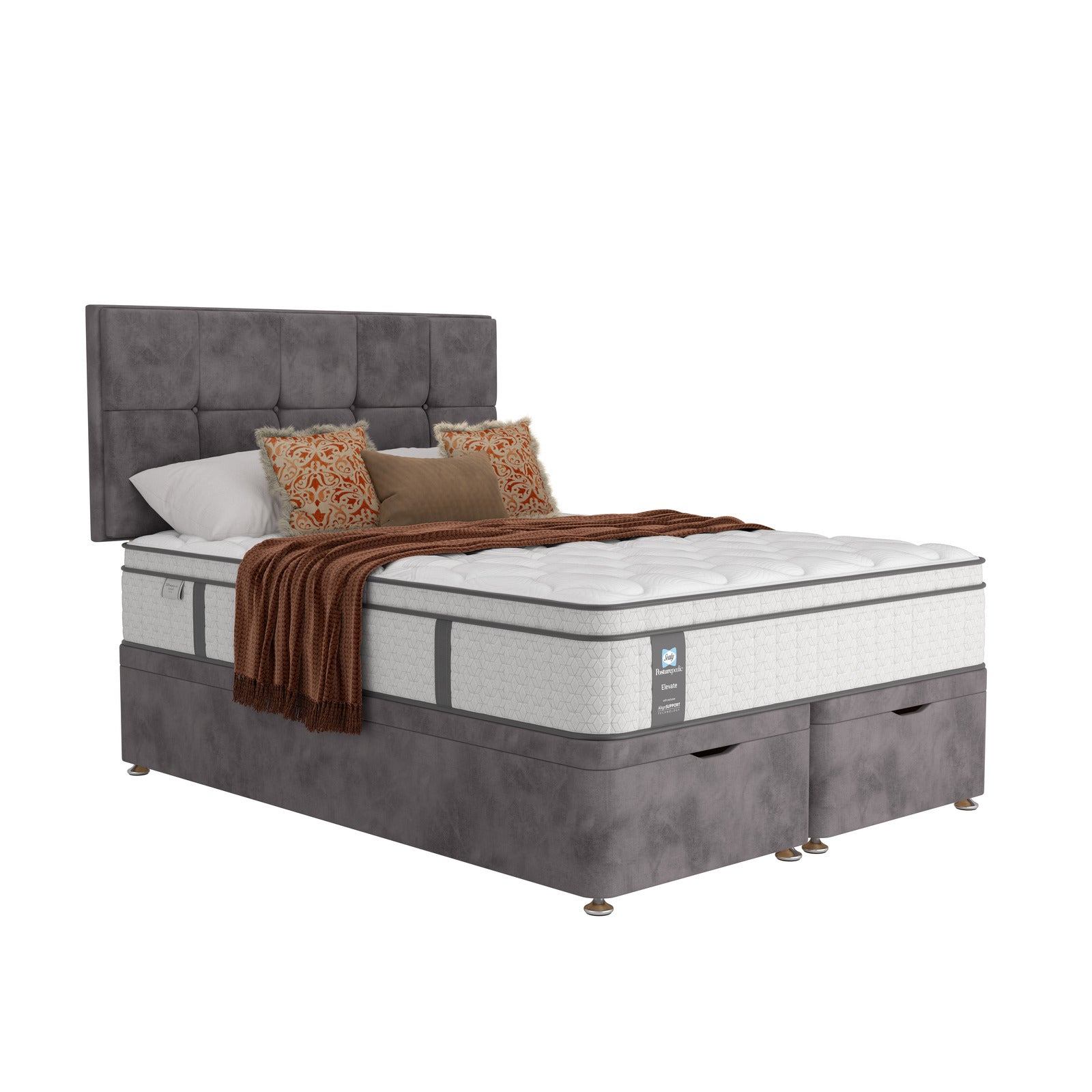 Sealy Posturepedic Elevate Gel Cool Mattress Ottoman Divan Set